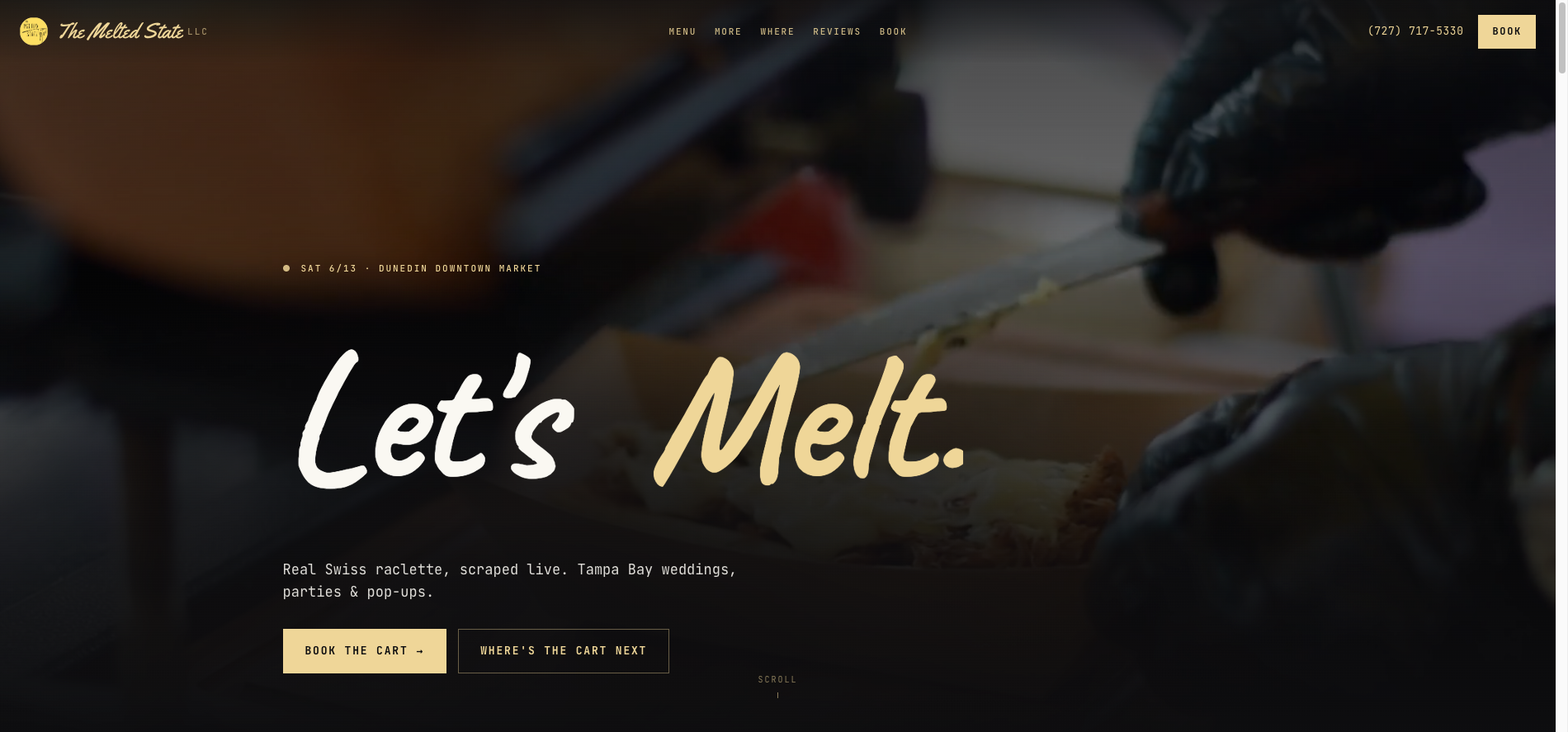 Screenshot of the current live Melted State website